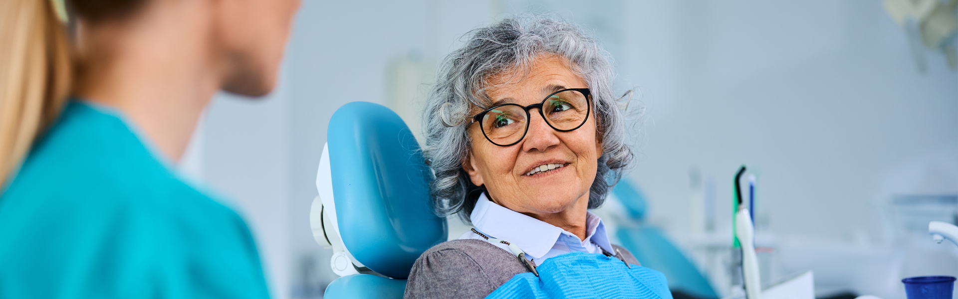 Lady with denture treatment at Brampton