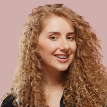 Girl wearing a dental braces